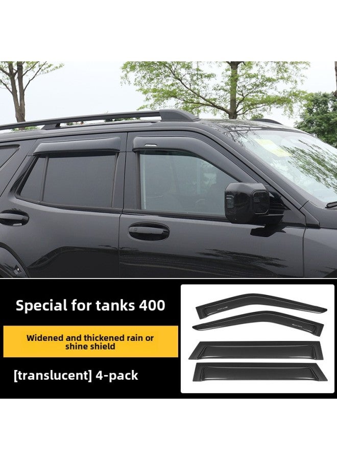 Tank 300/400/500 Sunlight Rain Bearer Translucent Rain Eyebrow Window Widened Rain Bearer Special Modification Exterior Trim-Color:Tank 400 Rain And Shine Shields Upgraded, Widened And Thickened - Translucent With Label, 4 Pieces-Specifications:Standard  - Image 1
