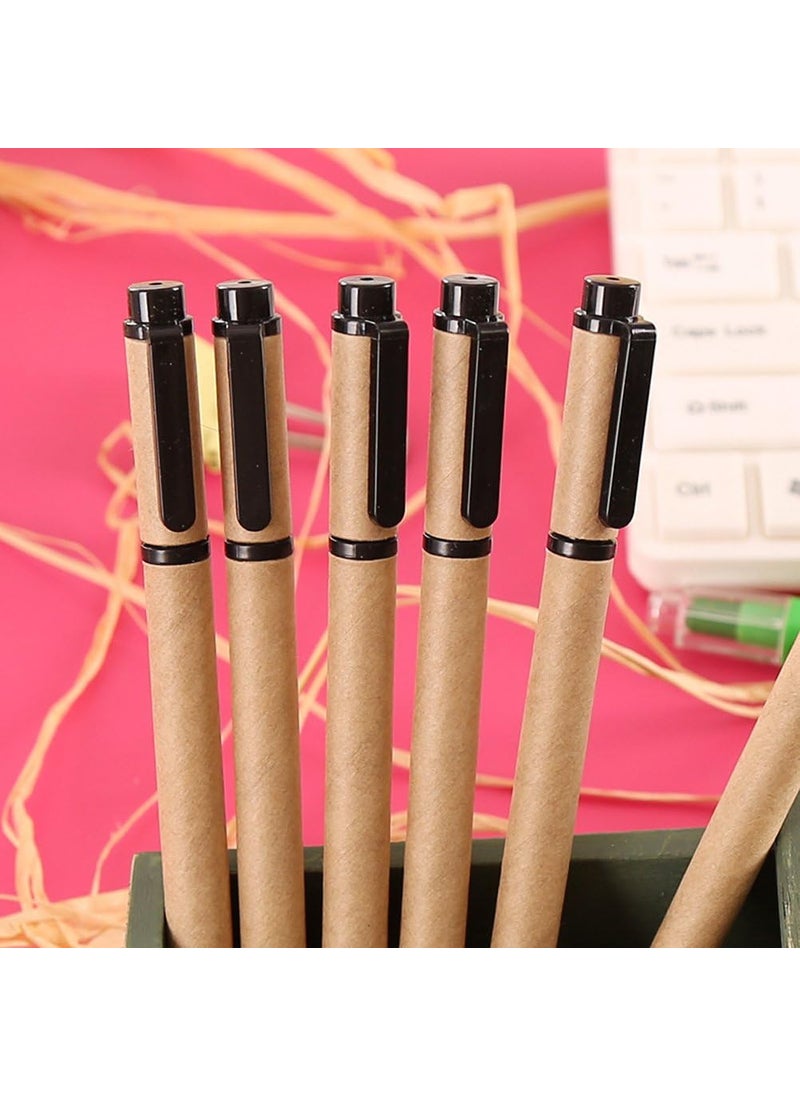 Starsouce 05mm Medium Point Writing Gel Ink Rollerball Pen Set Creative Eco Friendly kraft Paper Barrel Pens Premiun Rolling Ball Pens Refillable Pen Office School Home Writing Supplies Black Ink 10Count  - Image 3