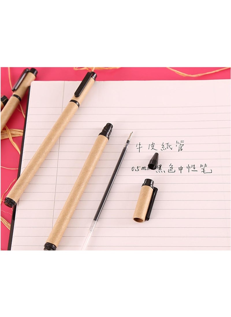 Starsouce 05mm Medium Point Writing Gel Ink Rollerball Pen Set Creative Eco Friendly kraft Paper Barrel Pens Premiun Rolling Ball Pens Refillable Pen Office School Home Writing Supplies Black Ink 10Count  - Image 4