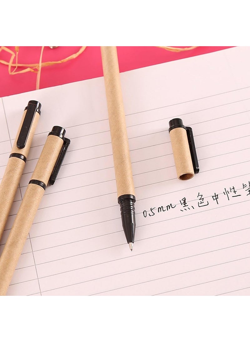 Starsouce 05mm Medium Point Writing Gel Ink Rollerball Pen Set Creative Eco Friendly kraft Paper Barrel Pens Premiun Rolling Ball Pens Refillable Pen Office School Home Writing Supplies Black Ink 10Count  - Image 1