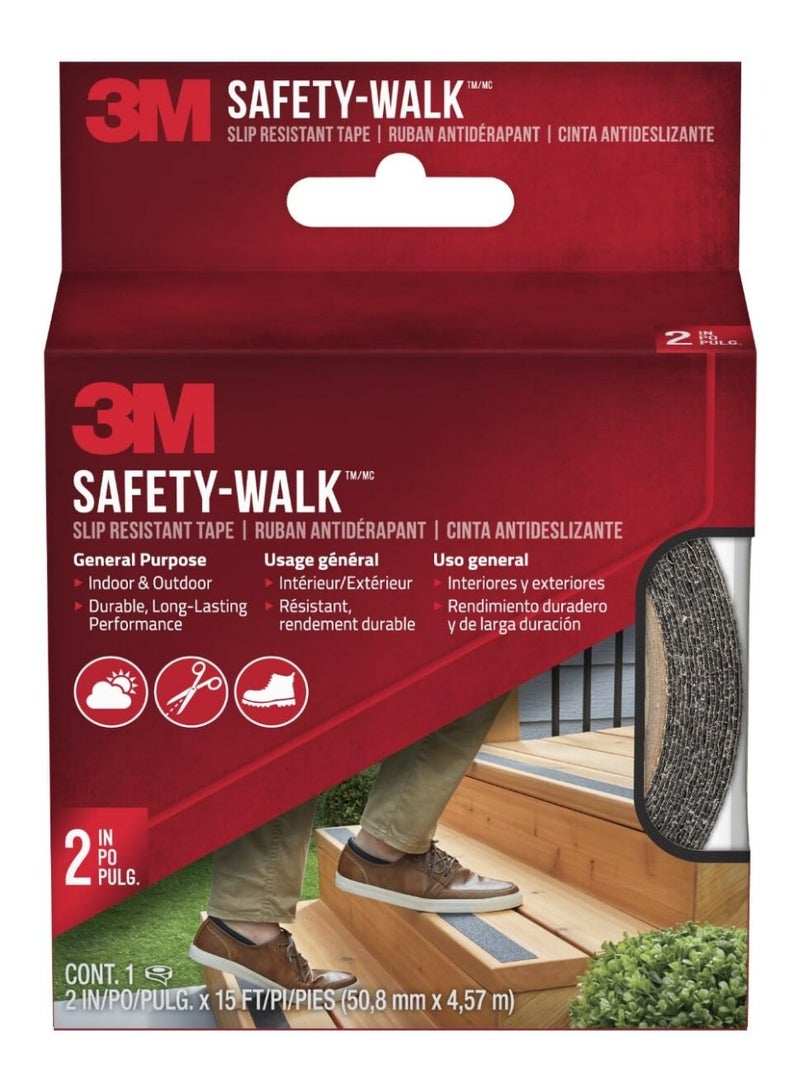 3M Safety Walk Slip Resistant Tape Anti Slip Black Tape Indoor & Outdoor Self Adhesive Backing 50.8Mm X 4.57M - Image 1
