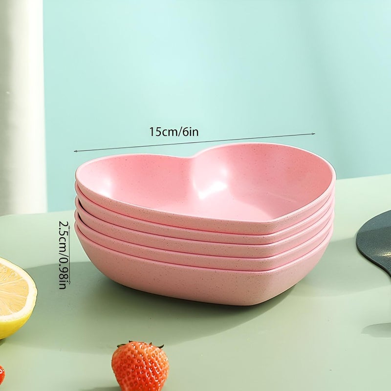 Amillee Heart Shape Mini Dipping Sauce Bowls - Unbreakable Wheat Straw Snack Dessert Dishes for Kids, Appetizer Plates for Sushi, Fruit, Cake - Microwave, Dishwasher & Freezer Safe - Set of 10 (Pink) - Image 2