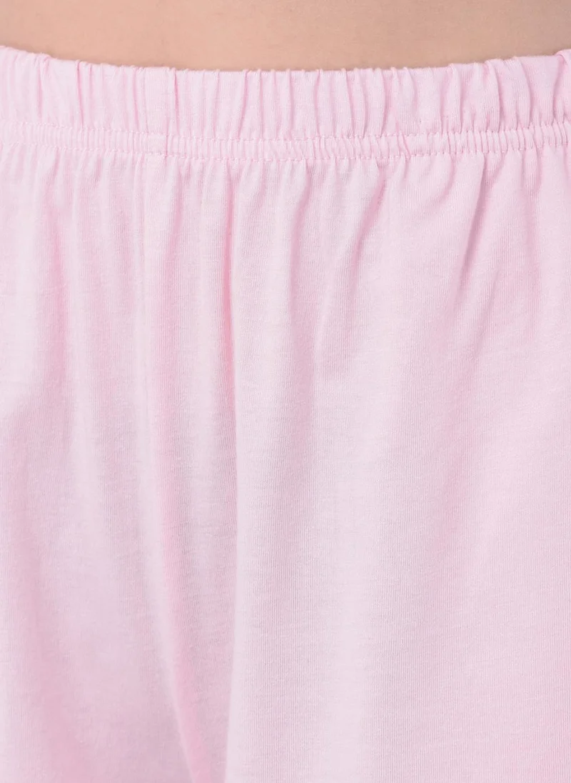 Clovia Pink Clovia Chic Basic Top & Shorts Set in Baby Pink - 100% Cotton for Women | Best Price UAE