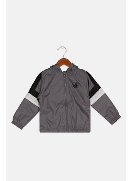 Toddlers Boy Brand Logo Hooded  Jacket, Grey