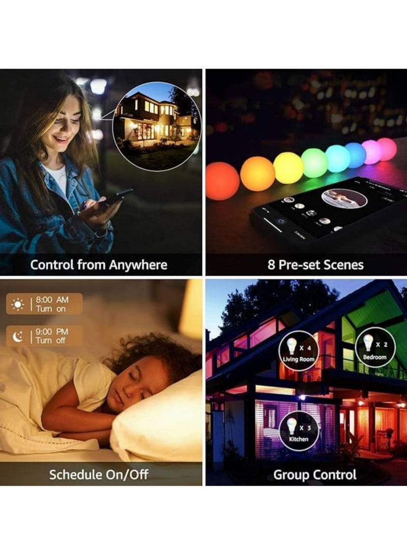 لمبة ال اي دي ذكية، لمبة قابلة للتعديل، E27، 9 وات، لمبة متغيرة اللون مع تحكم واي فاي، 3 أضواء و8 أوضاع للمشهد لغرفة المعيشة وغرفة النوم - Image 5