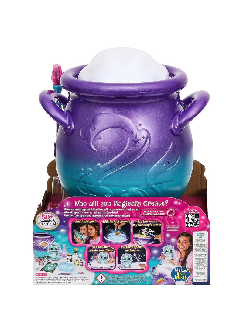 Magic Mixies - Magical Real Misting Purple Cauldron with Interactive 8 Inch Blue and Plush Toy