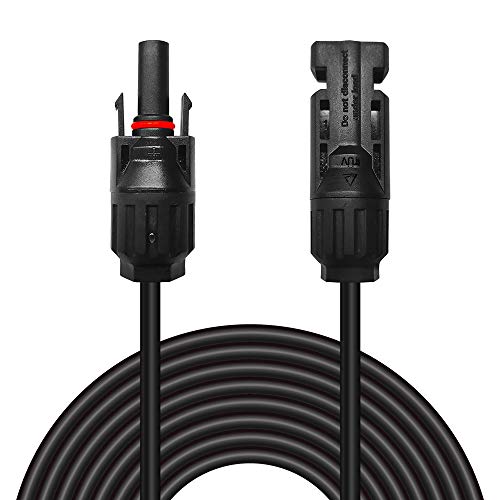 Newpowa 6FT 15FT 30FT 50FT 100FT(Feet) 10AWG(6mm²) Solar Extension Cable with Male/Female Solar Panel Connectors Weatherproof for PV Outdoor Use,One Tinned Copper Black - Image 1
