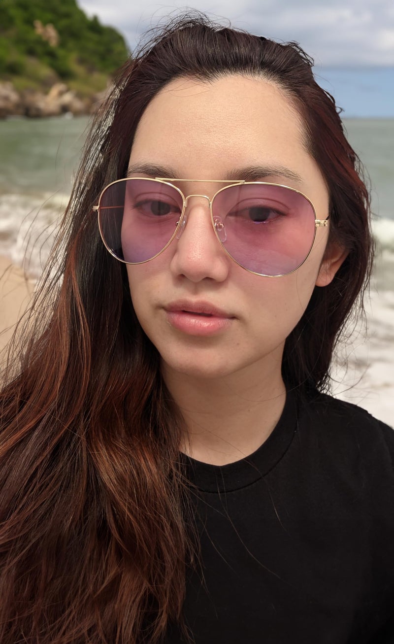 The Fresh Classic Metal Frame Oceanic Color Lens Aviator Sunglasses with Gift Box (Gold, Purple/Blue) - Image 5