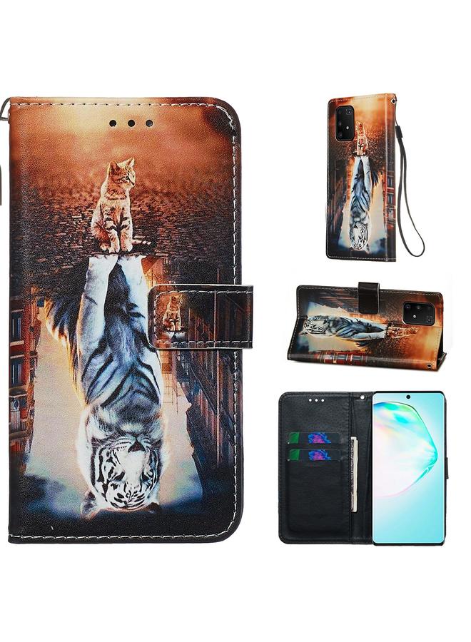 Zaboon Case For Galaxy S10 Lite Colored Drawing Pattern Plain Weave Horizontal Flip Leather Case with Holder & Card Slot & Wallet&Lanyard - Image 1