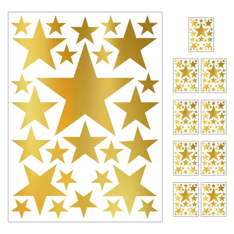 Removable Gold Foil Star Stickers 10pcs for Nursery Room Decor Easy Peel and Stick - Image 2