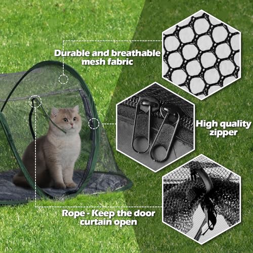 Rest-Eazzzy Cat Tent Outdoor, Pet Enclosure Tent Suitable for Cats and Small Animals, Indoor Playpen Portable Exercise Tent with Carry Bag(Dark Green) - Image 5