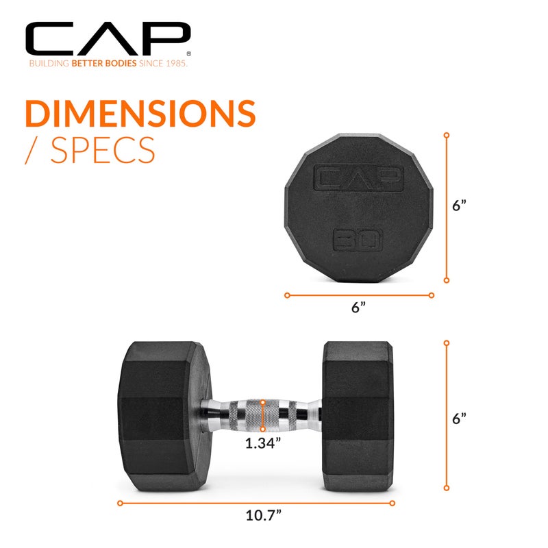 CAP Barbell 12-Sided Coated Dumbbell with Chrome Handle, Pair, 30 LB - Image 4