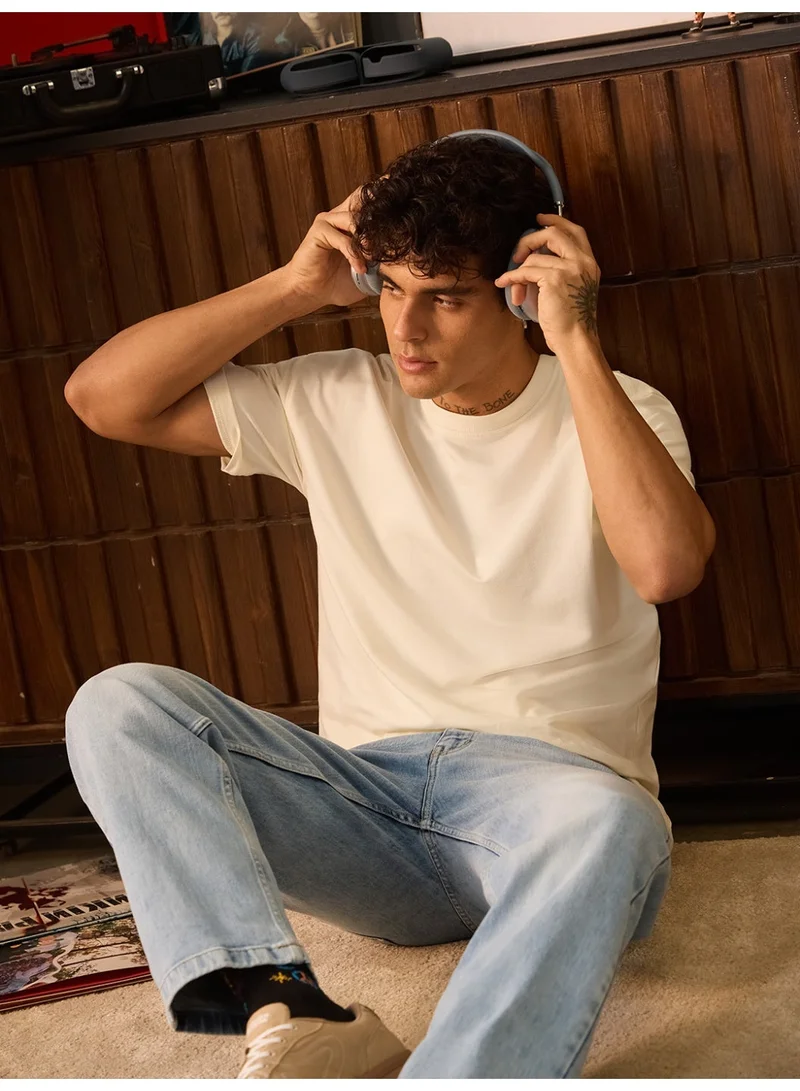 The Souled Store  The Souled Store Men Off White Solid Oversized T-Shirts for Men | Best Price UAE