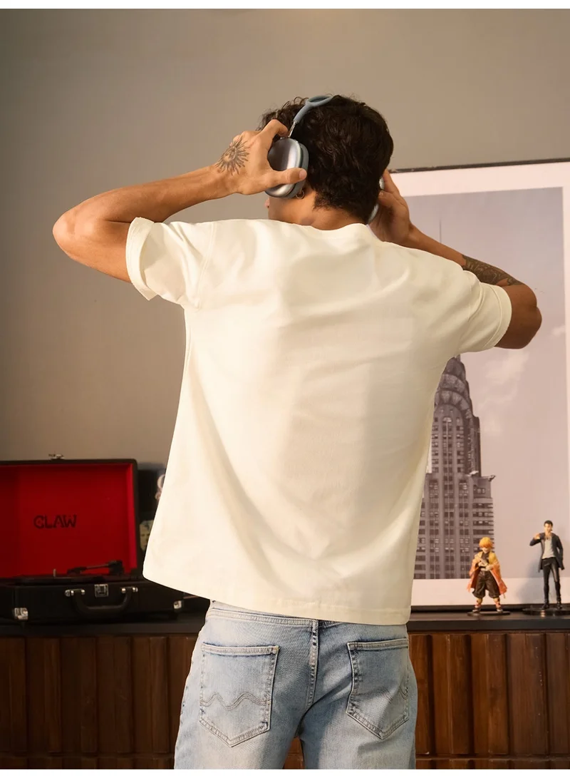 The Souled Store  The Souled Store Men Off White Solid Oversized T-Shirts for Men | Best Price UAE