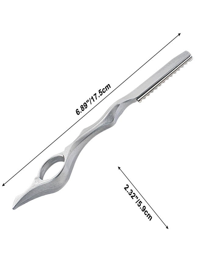 Coufce 11 Pieces Hair Styling Razor Stainless Steel Hair Cutting Texturizing Razors Hair Thinning Comb 10 Pieces Replacement Spare Blades(Silver) - Image 2