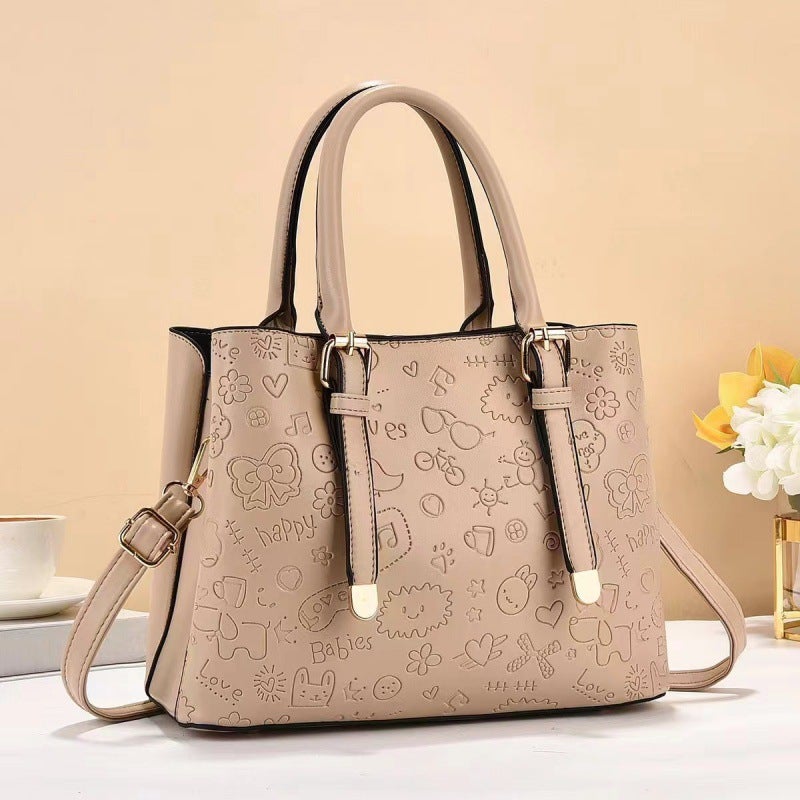 New Cyber Celebrant Cartoon Embossed Women'S Bag Large Capacity Handbag Fashion High-End Sense Trendy Simple Shoulder Crossbody Bag - Image 5