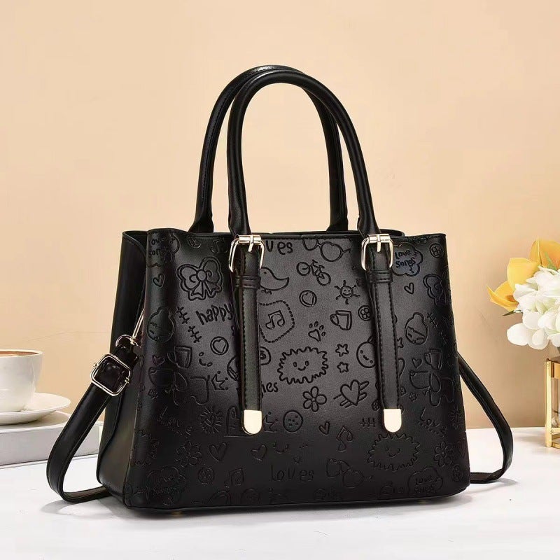 New Cyber Celebrant Cartoon Embossed Women'S Bag Large Capacity Handbag Fashion High-End Sense Trendy Simple Shoulder Crossbody Bag - Image 2