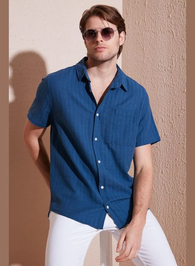 Buratti Buratti Cotton Regular Fit Single Pocket Short Sleeve Shirt Men's SHIRT CF25S128230