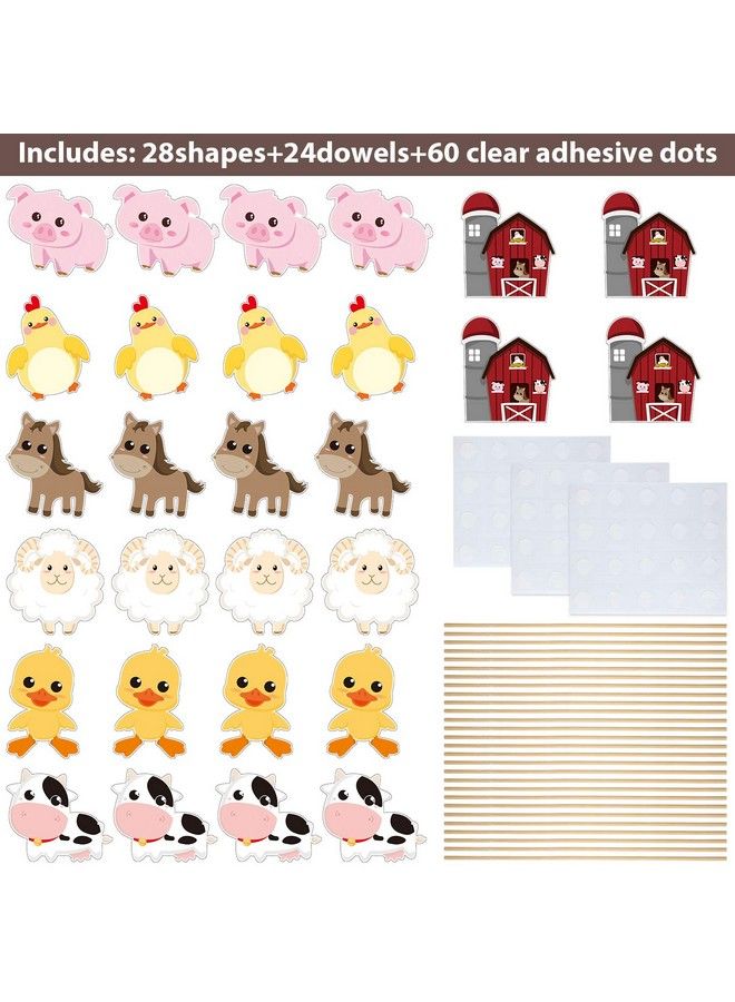 Blulu 28 Pieces Farm Animal Centerpiece Cards And Sticks For Farm Theme Party, Table Toppers Farm Animal Birthday Party Decoration Baby Shower Birthday Party Supplies (Farm Animal) - Image 4