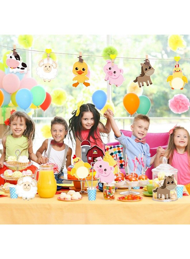 Blulu 28 Pieces Farm Animal Centerpiece Cards And Sticks For Farm Theme Party, Table Toppers Farm Animal Birthday Party Decoration Baby Shower Birthday Party Supplies (Farm Animal) - Image 5
