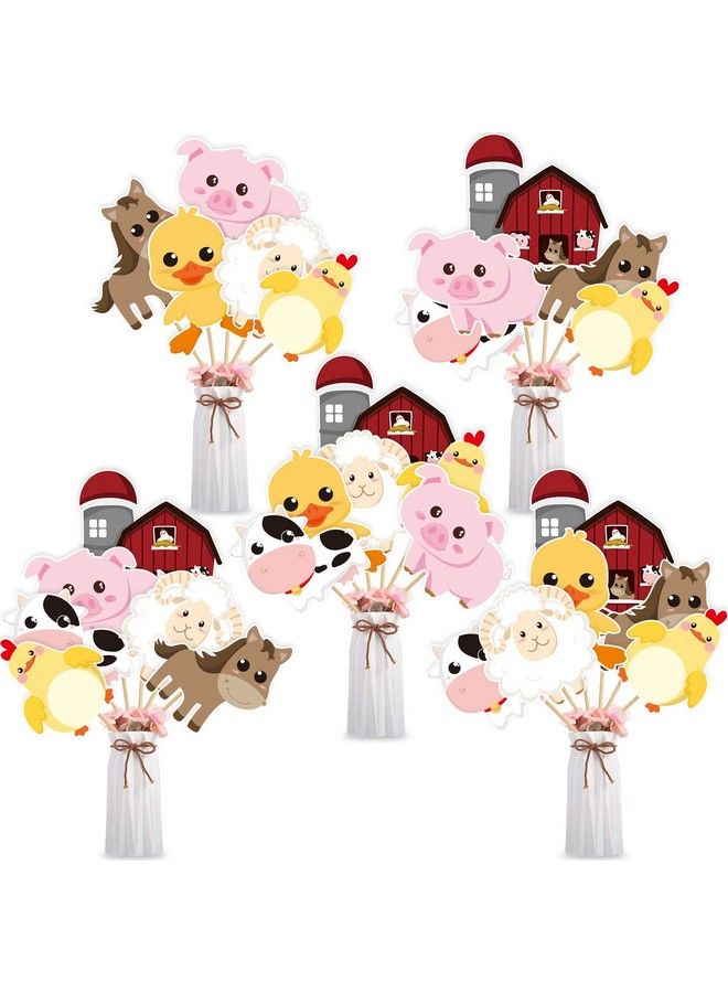 Blulu 28 Pieces Farm Animal Centerpiece Cards And Sticks For Farm Theme Party, Table Toppers Farm Animal Birthday Party Decoration Baby Shower Birthday Party Supplies (Farm Animal) - Image 2
