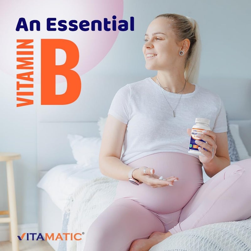 Vitamatic فيتامينات فوليك أسيد 5 ملغ 5000 ميكروغرام 120 قرص نباتي عالي الفعالية فيتامين ب9 فولات لصحة الخلايا دعم القلب رعاية ما قبل الولادة - Image 4