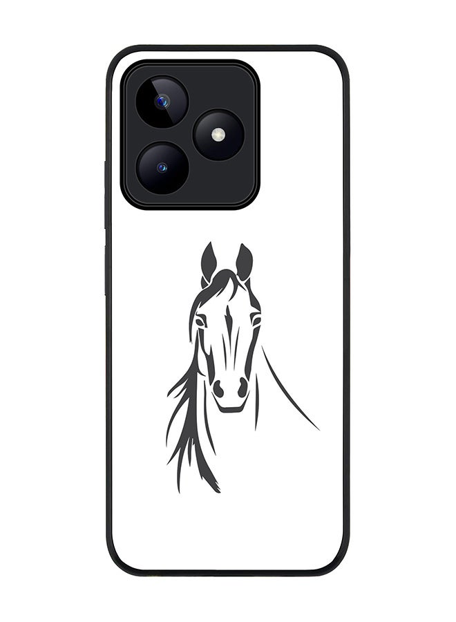 Rugged Black edge case for Realme C53, Slim fit Soft Case Flexible Rubber Edges Anti Drop TPU Gel Thin Cover- Arabian Stallion