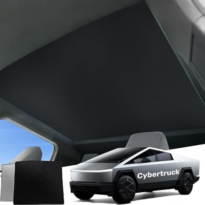 ريحني ستارة الشمس القابلة للطي في السقف لعام 2025 لعام 2025 لإكسسوارات سايبرتراك 2024 2025 ستائر زجاجية قابلة للطي من النافذة بدون فجوات قابلة للطي للحفاظ على كتلة التبريد سوداء باللون الأشعة فوق البنفسجية - Image 1