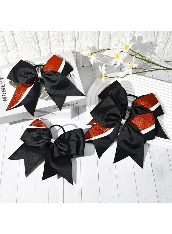 Aileam 8 PCS Large Glitter Cheer Bows 8" Hair Bows Sparkly Cheerleading Softball Team Bow Hair Ponytail Holder Accessories for cheerleaders football Competition Sports- Black Red White - Image 5