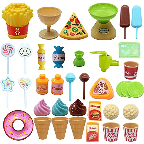TechHark Battery Operated 37 Pcs Super Market Toy For Kids Mini Supermarket Toy Candy Sweet Shopping Cart, Pretend Play Kitchen Set, Black - Image 4