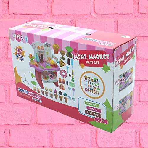 TechHark Battery Operated 37 Pcs Super Market Toy For Kids Mini Supermarket Toy Candy Sweet Shopping Cart, Pretend Play Kitchen Set, Black - Image 5