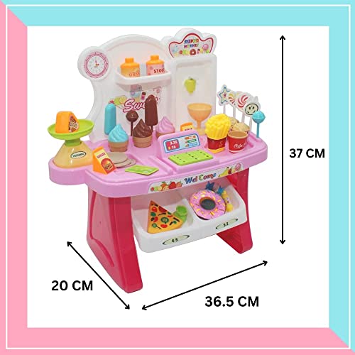 TechHark Battery Operated 37 Pcs Super Market Toy For Kids Mini Supermarket Toy Candy Sweet Shopping Cart, Pretend Play Kitchen Set, Black - Image 3
