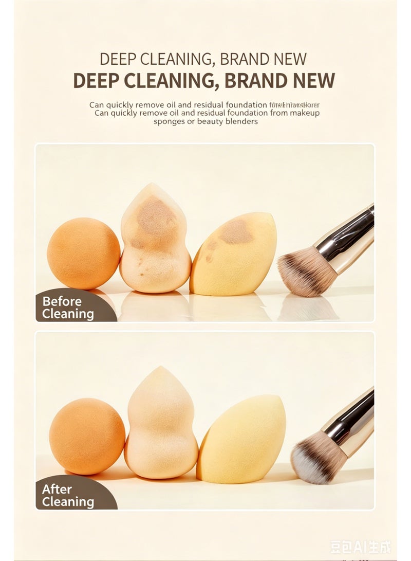 Makeup tool cleaning folding bowl, makeup brush, powder puff, beauty sponge tool, silicone folding bowl cleaning pad, gentle on bristles, portable cleaning bowl. - Image 3