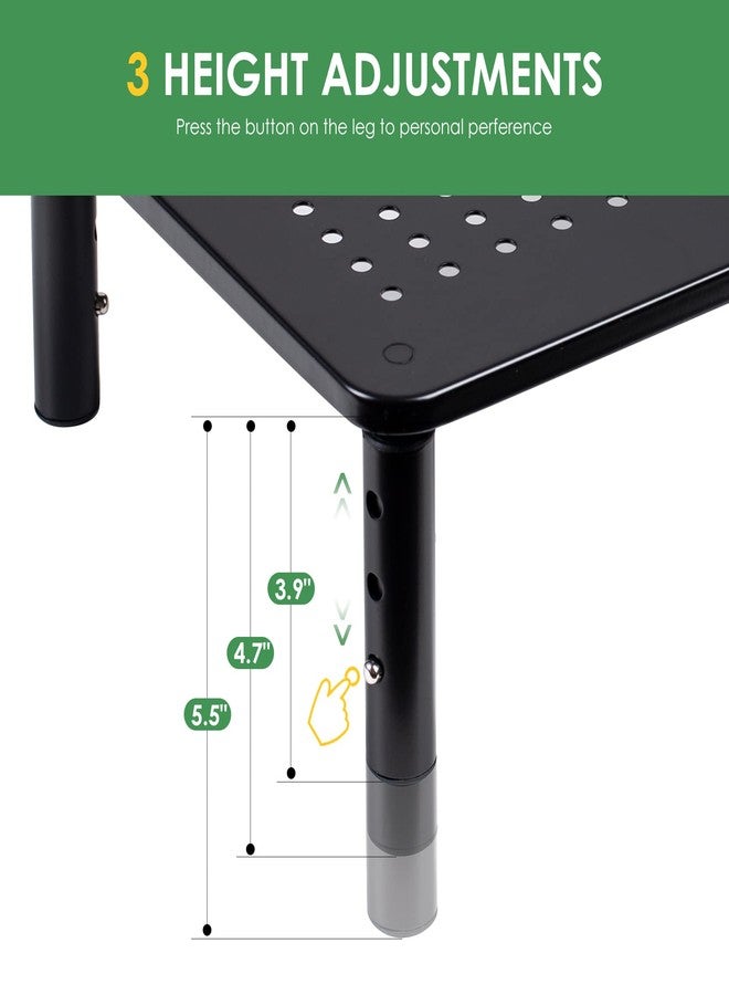 DOLALIKE 2 Pack Desktop Riser, 3 Height Adjustable Monitor stands for 2 Monitors, PC, Computer, Printer, iMac, Desktop Monitor Stand with Ventilated Platform for Airflow - Image 3