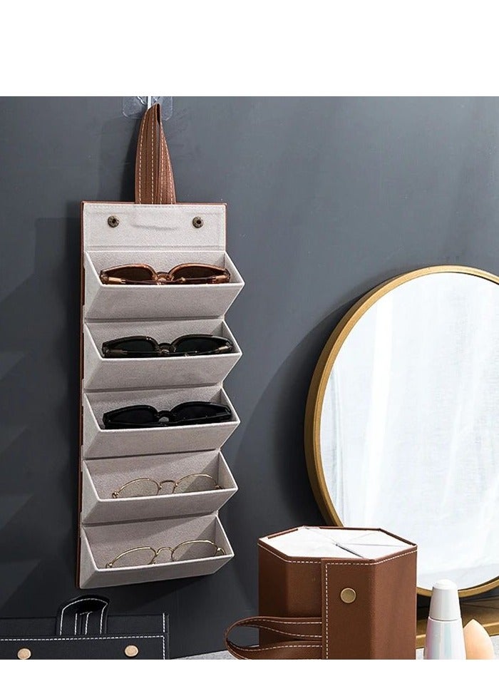 Generic Multi-Slot Travel Sunglasses Case 5 Slots Storage, Portable Foldable Sunglasses Case, Eyeglasses Display Case for Women Men,  IR  - Image 3