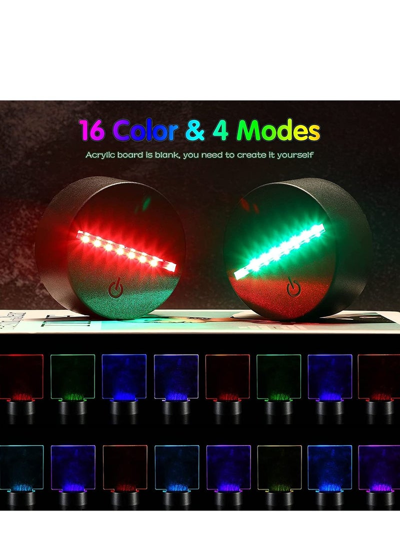 كاست ويف قاعدة مصباح LED ليلية ثلاثية الأبعاد مع 4 قطع من الأكريليك الشفاف ، 4 قطع من أجهزة التحكم عن بعد و 4 قطع كابلات شحن قابلة للتعديل 16 لونًا و 4 أوضاع لغرفة الأطفال ، 4 مجموعات (نمط مربع) - Image 5