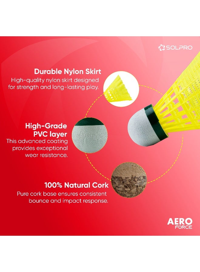 SOLPRO Aero Force Nylon Badminton Shuttlecock | Pack of 6 - Image 2