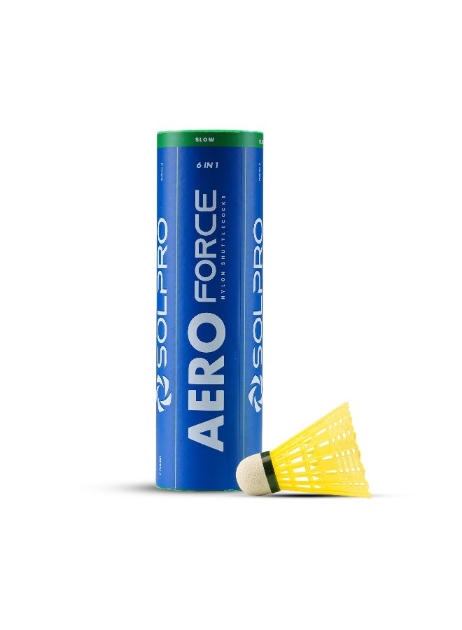 SOLPRO Aero Force Nylon Badminton Shuttlecock | Pack of 6 - Image 1