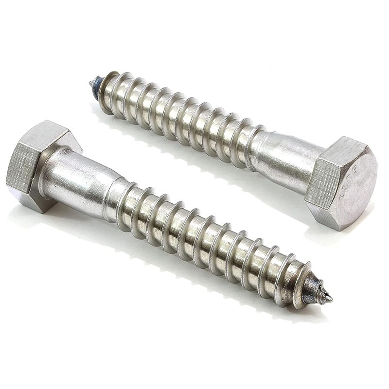 Bolt Dropper 3/8" x 2" Hex Head Lag, (25 Pack), 304 (18-8) Stainless Steel Coach Bolts/Large Screws for Wood with Plain Finish - Image 1