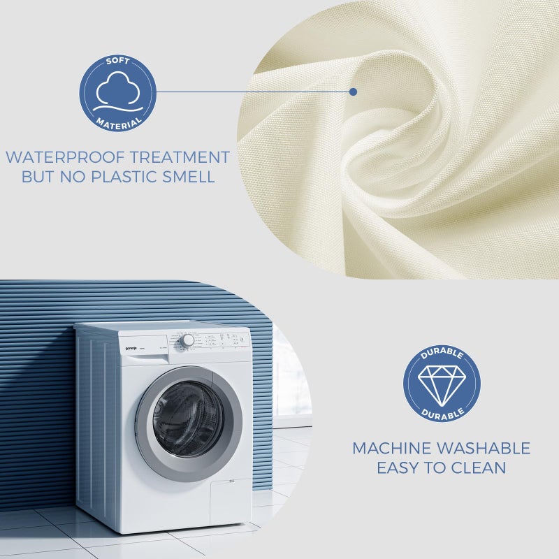 downluxe Waterproof Fabric Shower Curtain Liner, Soft Cloth Shower Liner with 3 Magnets, Machine Washable & Hotel Quality Bathroom Curtain, 70" W x 72" L, Ivory - Image 5