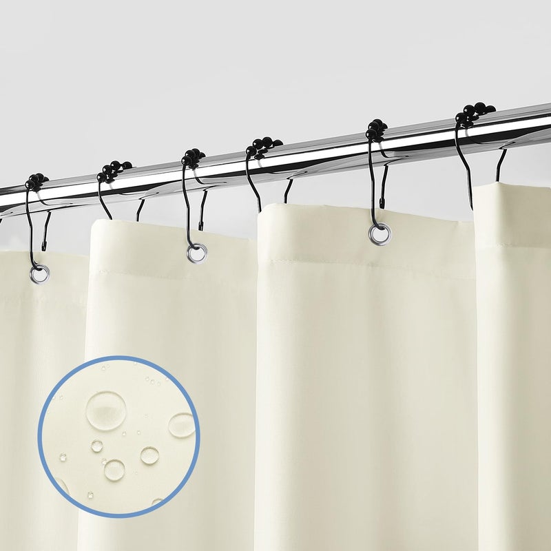 downluxe Waterproof Fabric Shower Curtain Liner, Soft Cloth Shower Liner with 3 Magnets, Machine Washable & Hotel Quality Bathroom Curtain, 70" W x 72" L, Ivory - Image 1