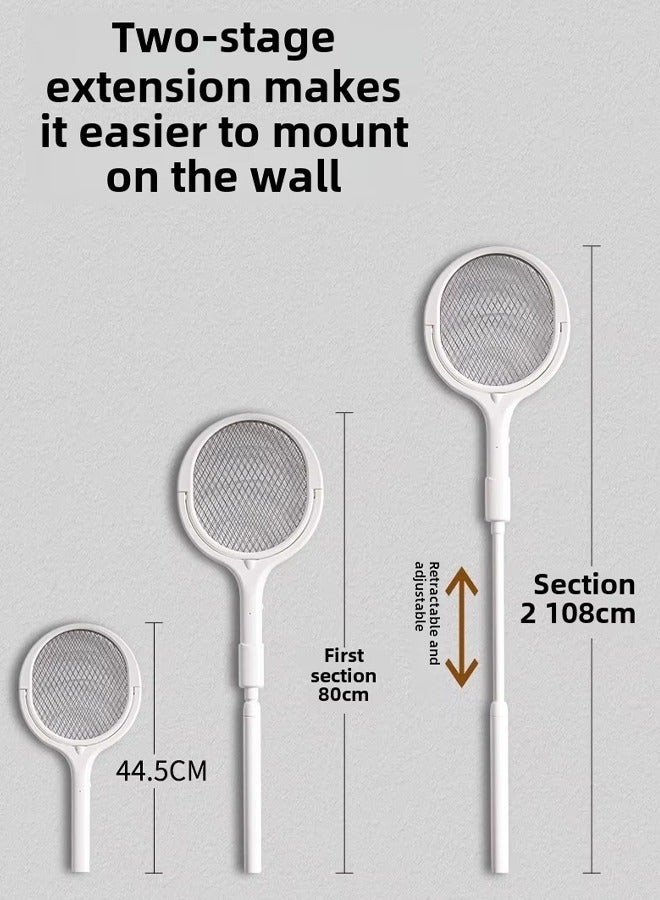 Generic Rotating Head Rechargeable Electric Fly Swatter Racket Bug Zapper Racket Indoor Bug Zapper Indoor Fly Zapper Repellent Fruit Fly Trap Mosquito Zapper, with a Telescopic Extension Bug Zapper Racket Mosquito Fly Gnat Wasp Killer USB Type-C Rechargeable Swatter Indoor Rotating Head  - Image 2