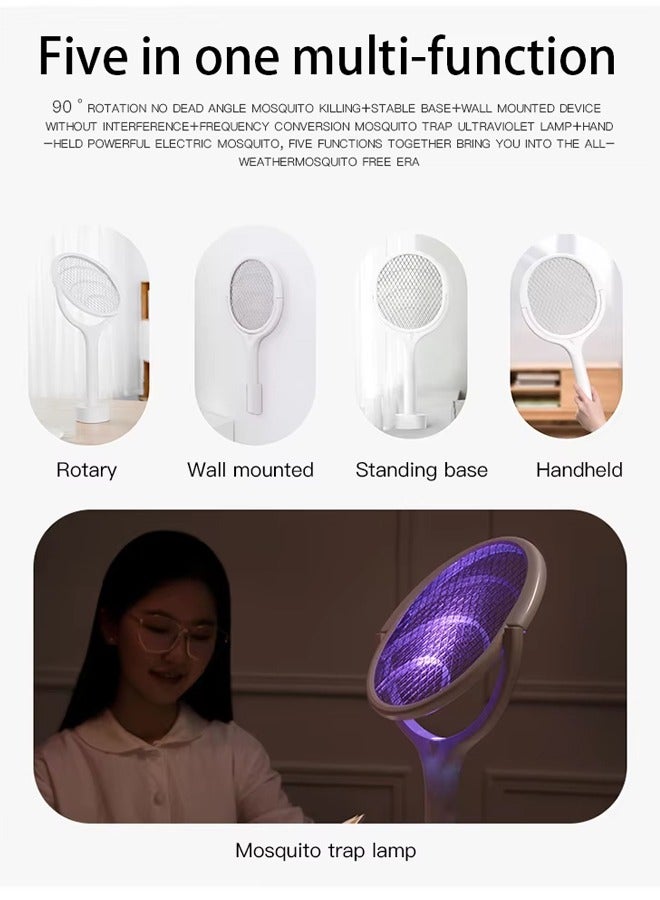Generic Rotating Head Rechargeable Electric Fly Swatter Racket Bug Zapper Racket Indoor Bug Zapper Indoor Fly Zapper Repellent Fruit Fly Trap Mosquito Zapper, with a Telescopic Extension Bug Zapper Racket Mosquito Fly Gnat Wasp Killer USB Type-C Rechargeable Swatter Indoor Rotating Head  - Image 4