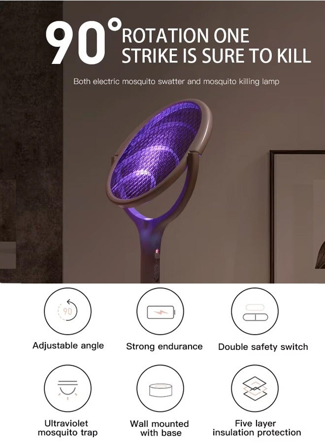 Generic Rotating Head Rechargeable Electric Fly Swatter Racket Bug Zapper Racket Indoor Bug Zapper Indoor Fly Zapper Repellent Fruit Fly Trap Mosquito Zapper, with a Telescopic Extension Bug Zapper Racket Mosquito Fly Gnat Wasp Killer USB Type-C Rechargeable Swatter Indoor Rotating Head  - Image 5