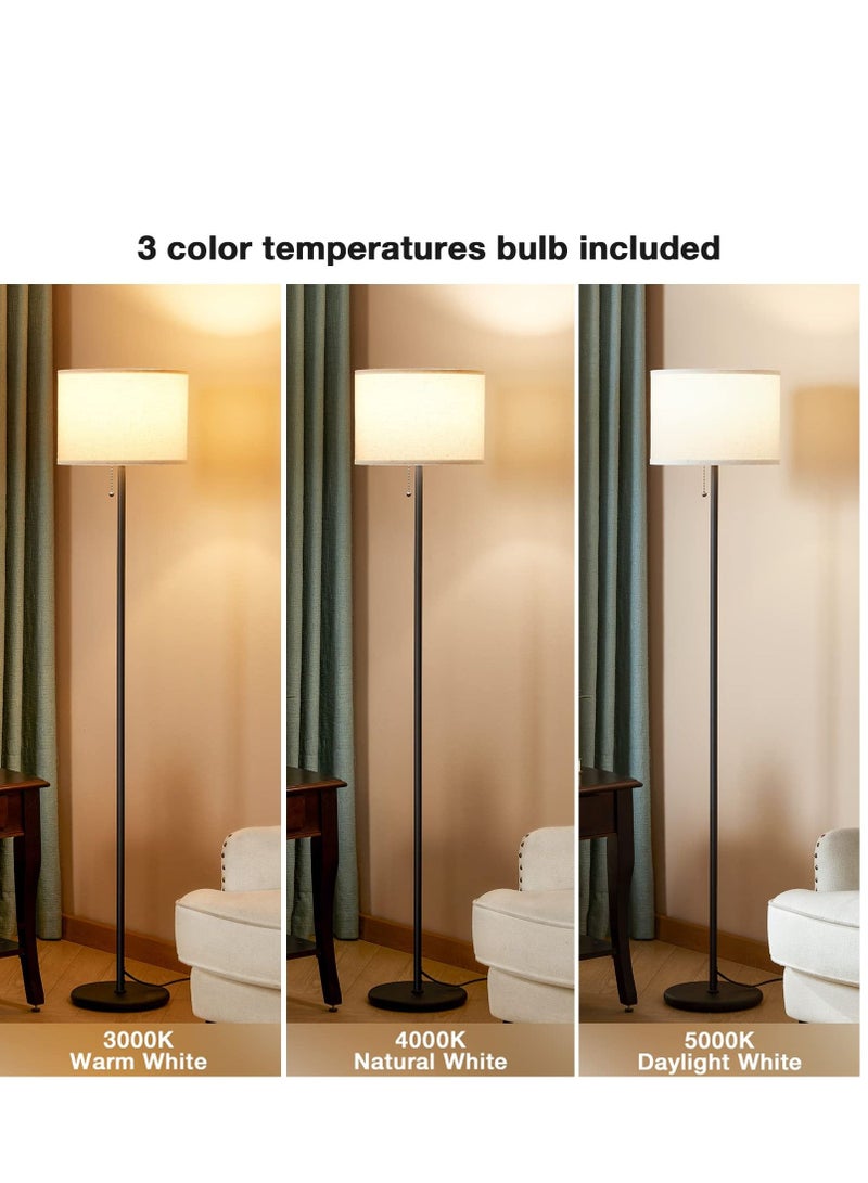 XiuWoo Floor Lamp for Bedroom, 3 Color Temperature LED Floor Lamp with Pull Chain Switch, Modern Standing Lamps for Living Room, Office, Kids Room, Reading(Bulb Included)  - Image 4