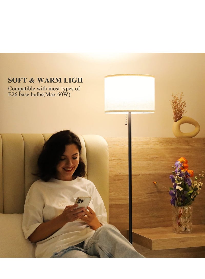 XiuWoo Floor Lamp for Bedroom, 3 Color Temperature LED Floor Lamp with Pull Chain Switch, Modern Standing Lamps for Living Room, Office, Kids Room, Reading(Bulb Included)  - Image 3