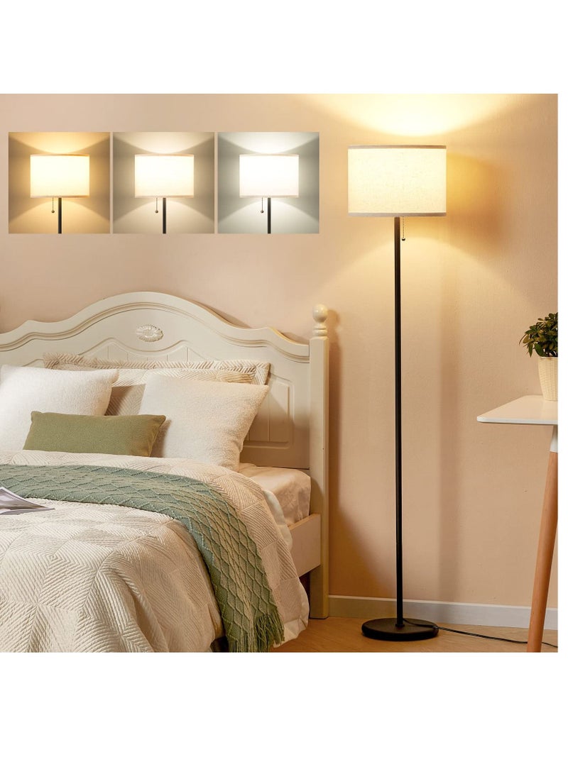 XiuWoo Floor Lamp for Bedroom, 3 Color Temperature LED Floor Lamp with Pull Chain Switch, Modern Standing Lamps for Living Room, Office, Kids Room, Reading(Bulb Included)  - Image 1