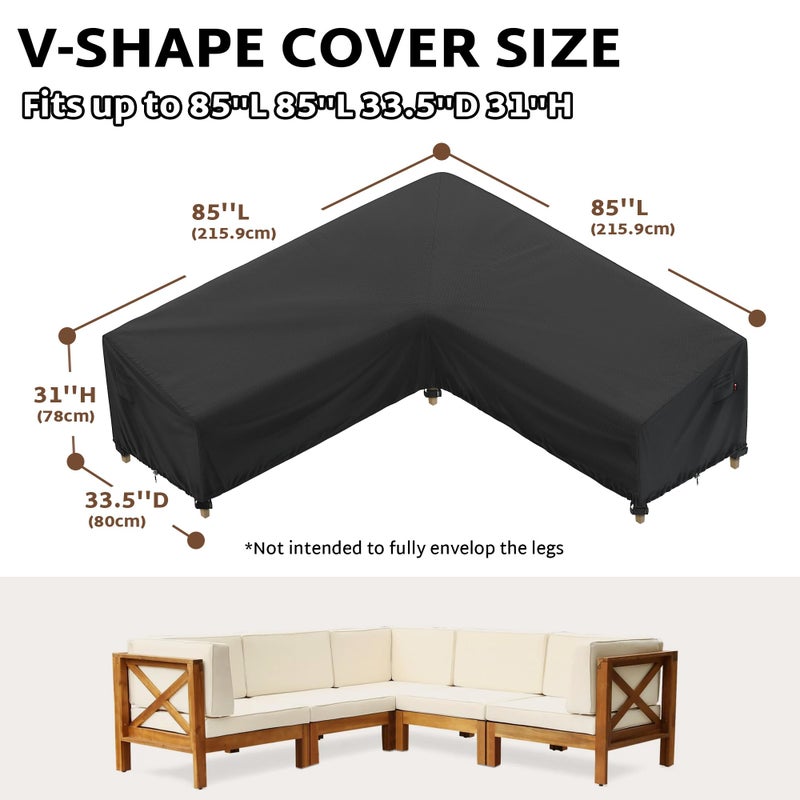 iBirdie Outdoor Sectional Cover fit 85 x 85 inch, 84 x 84, 83 x 83, 82 x 82 L-Shaped Patio Sofa Waterproof Weatherproof 600D Heavy Duty Garden Furniture Cover for Outside L Shape Couch - Image 2