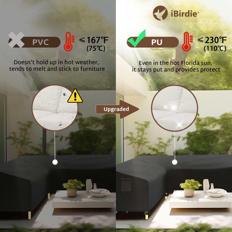 iBirdie Outdoor Sectional Cover fit 85 x 85 inch, 84 x 84, 83 x 83, 82 x 82 L-Shaped Patio Sofa Waterproof Weatherproof 600D Heavy Duty Garden Furniture Cover for Outside L Shape Couch - Image 5