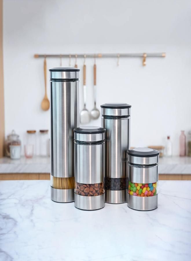 Le'raze Le'raze Airtight Food Storage Container for Kitchen Counter with Window, [Set of 4] Canister Set Ideal for Flour Tea, Sugar, Coffee, Candy, Cookie Jar  - Image 3